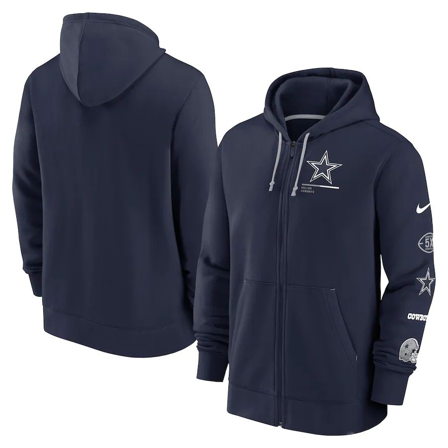 Men Dallas Cowboys nike navy surrey full zip hoodie